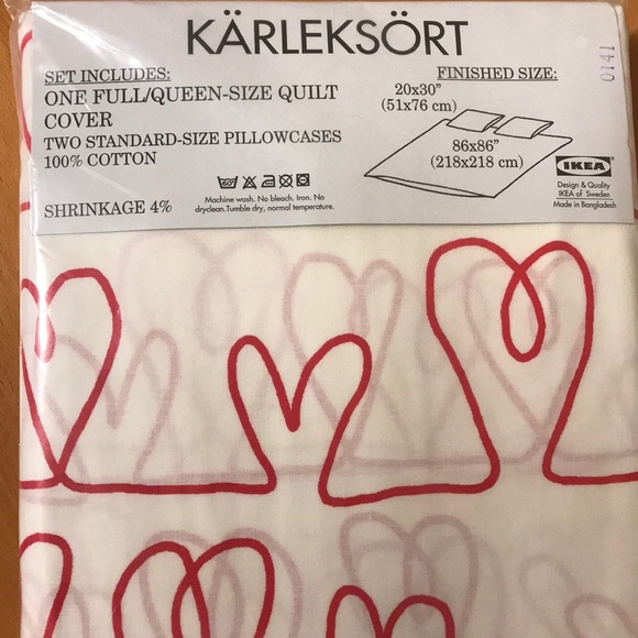 New ikea Red heart two pillowcase quilt cover - Picture 5 of 6